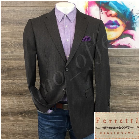 Pronto Uomo Mens Wool Blazer Sport Coat‎ Sport Suit Jacket 42R Men Casual Button